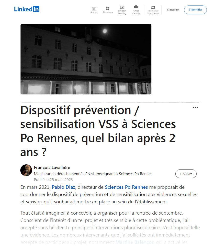 prévention des violences sexuelles et sexistes à Sciences Po Rennes